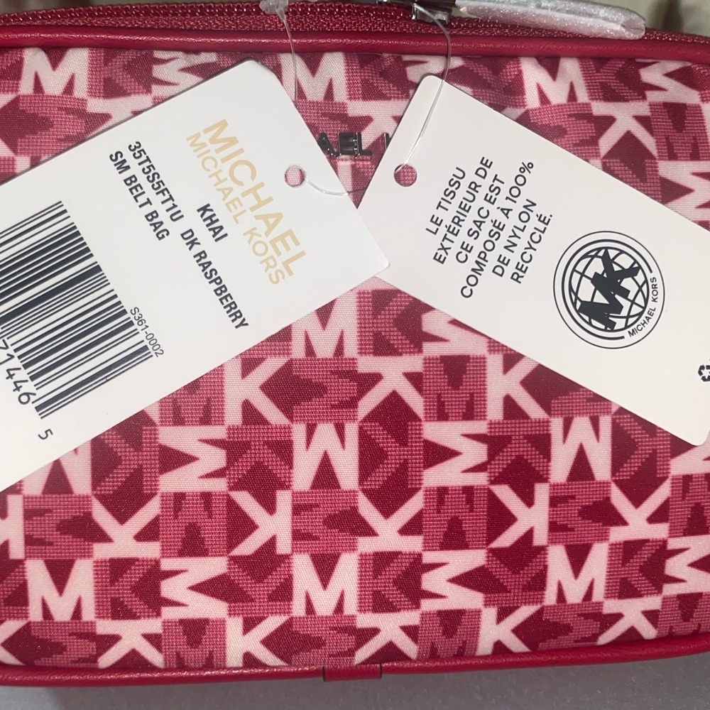 Michael Kors Khai Dark Raspberry Small Logo Printed Belt/Sling Bag NWT - Picture 5 of 5